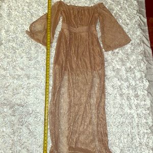 Kiss me slowly off shoulder dress ( Rose Gold )